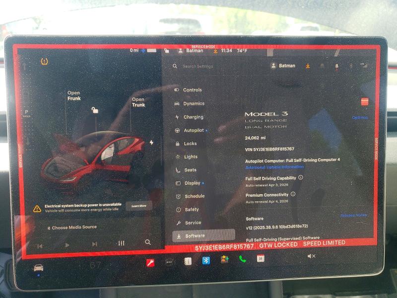 Aukcja sprzedaży 2024 Tesla Model 3, vin: 5YJ3E1EB6RF815767, numer aukcji: 48349106