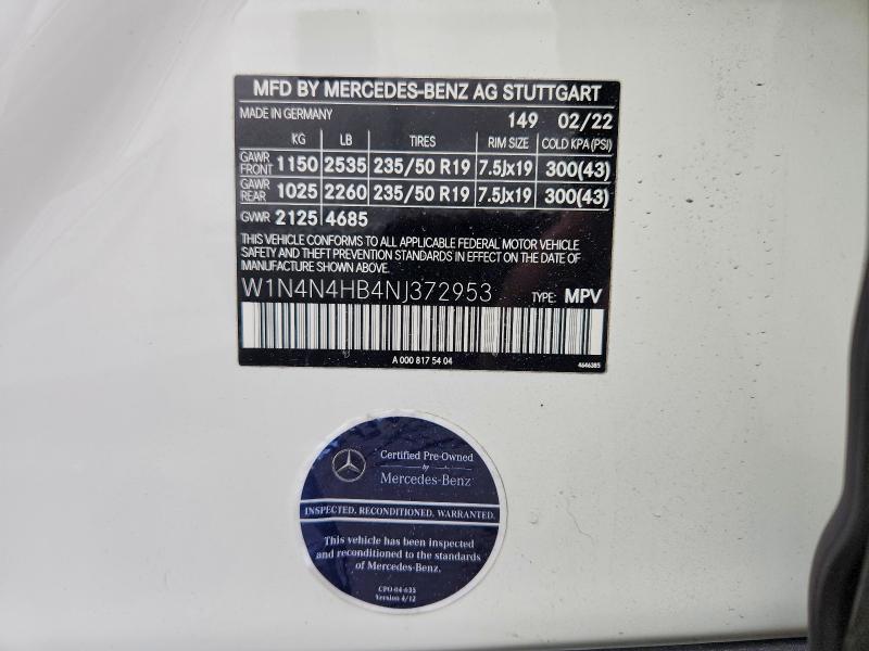 Aukcja sprzedaży 2022 Mercedes-benz Gla, vin: W1N4N4HB4NJ372953, numer aukcji: 45812236
