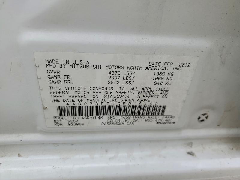 47641516 :رقم المزاد ، 4A32B3FF4CE018442 vin ، 2012 Mitsubishi Galant مزاد بيع
