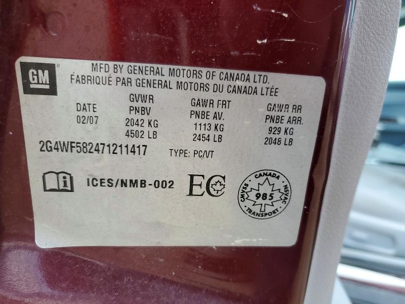 Aukcja sprzedaży 2007 Buick Allure, vin: 2G4WF582471211417, numer aukcji: 47969926