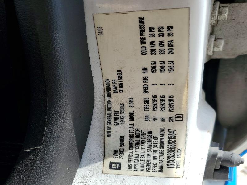 46909506 :رقم المزاد ، 1GCCS33E688215847 vin ، 2008 Chevrolet Colorado مزاد بيع