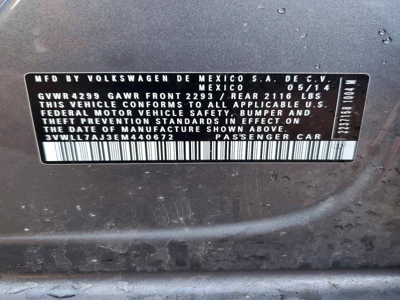Aukcja sprzedaży 2014 Volkswagen Jetta, vin: 3VWLL7AJ3EM440672, numer aukcji: 45560286