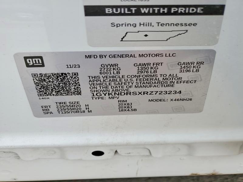 46637786 :رقم المزاد ، 1GYKNDRSXRZ723234 vin ، 2024 Cadillac Xt5 مزاد بيع
