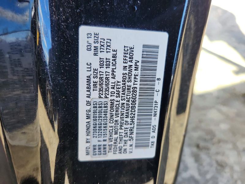 Aukcja sprzedaży 2013 Honda Odyssey, vin: 5FNRL5H62DB060289, numer aukcji: 46453376