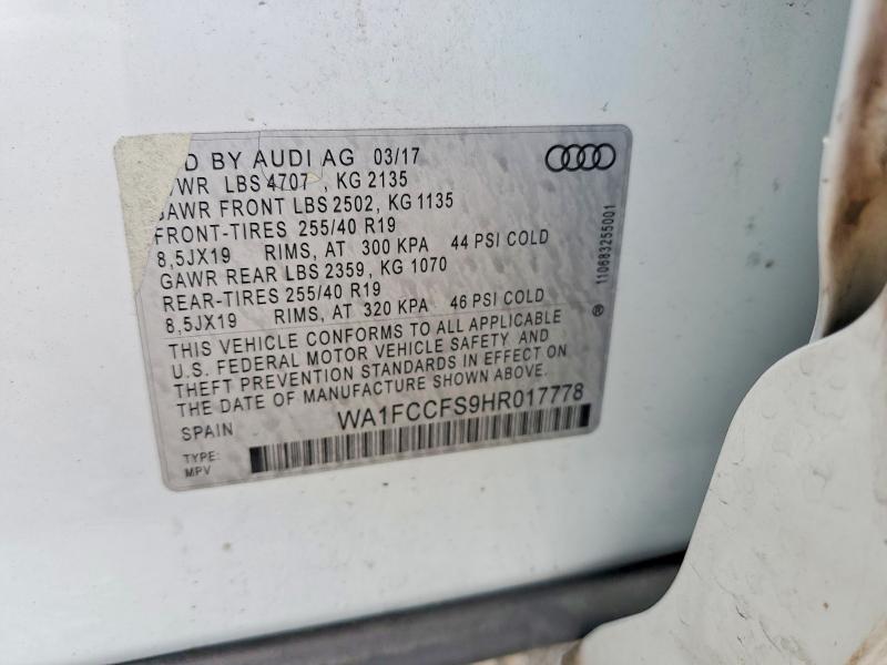 Продажа на аукционе авто 2017 Audi Q3, vin: WA1FCCFS9HR017778, номер лота: 48386146