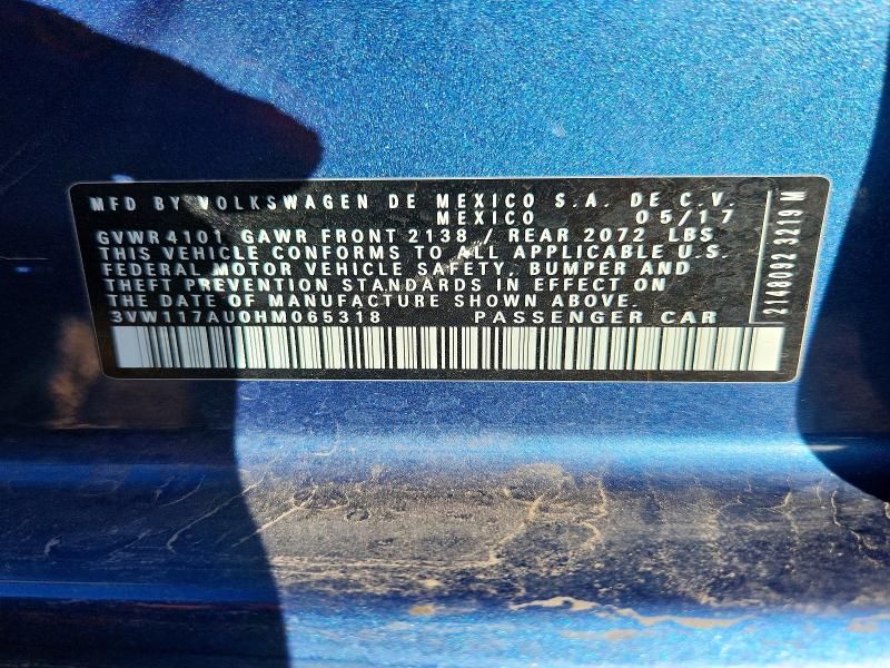 Продажа на аукционе авто 2017 Volkswagen Golf, vin: 3VW117AU0HM065318, номер лота: 47599816