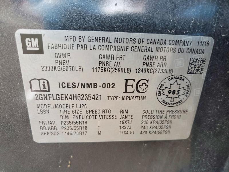 Продажа на аукционе авто 2017 Chevrolet Equinox, vin: 2GNFLGEK4H6235421, номер лота: 46580616