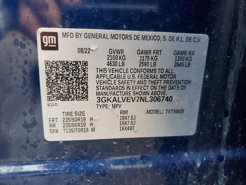 Aukcja sprzedaży 2022 Gmc Terrain, vin: 3GKALVEV7NL306740, numer aukcji: 45987716