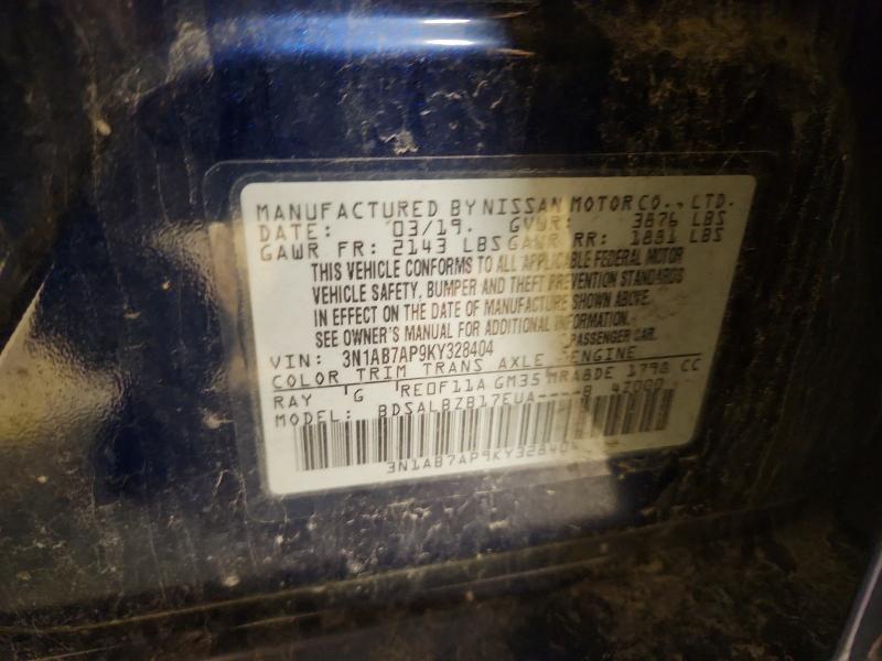 79544495 :رقم المزاد ، 3N1AB7AP9KY328404 vin ، 2019 Nissan Sentra مزاد بيع