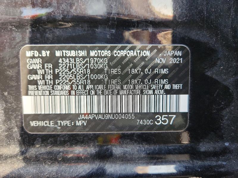 Продаж на аукціоні авто 2022 Mitsubishi Outlander Sport, vin: JA4APVAU9NU004055, номер лоту: 46852196
