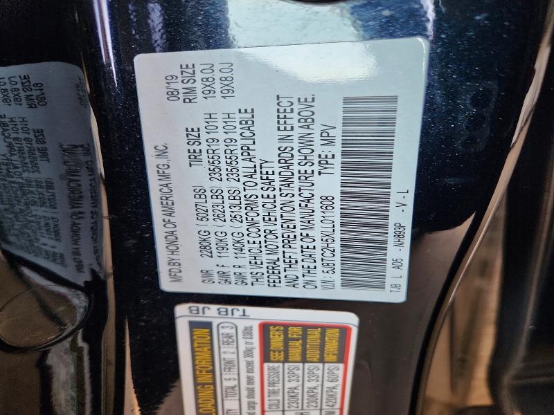 47444596 :رقم المزاد ، 5J8TC2H5XLL011608 vin ، 2020 Acura Rdx مزاد بيع