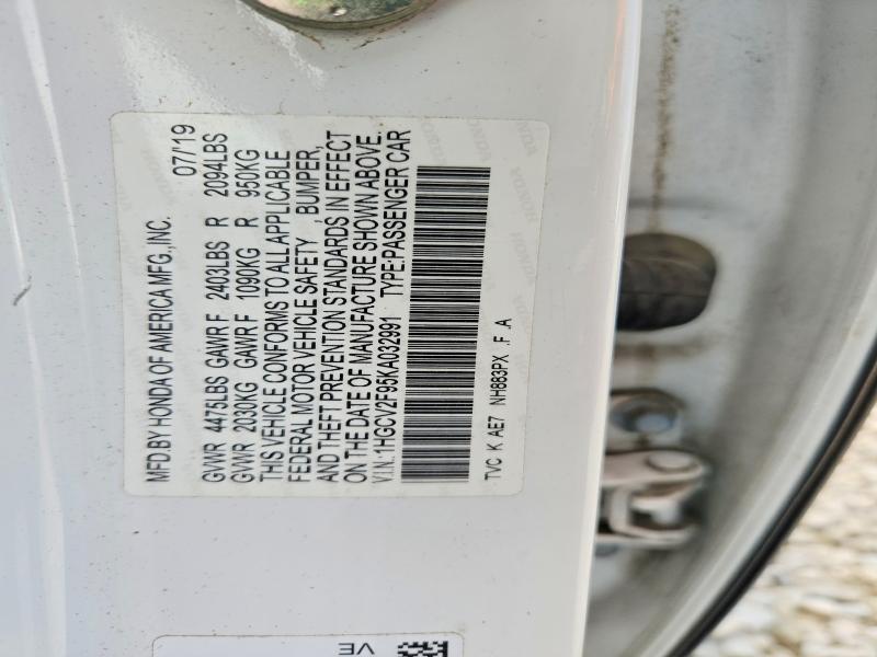 47000536 :رقم المزاد ، 1HGCV2F95KA032991 vin ، 2019 Honda Accord مزاد بيع