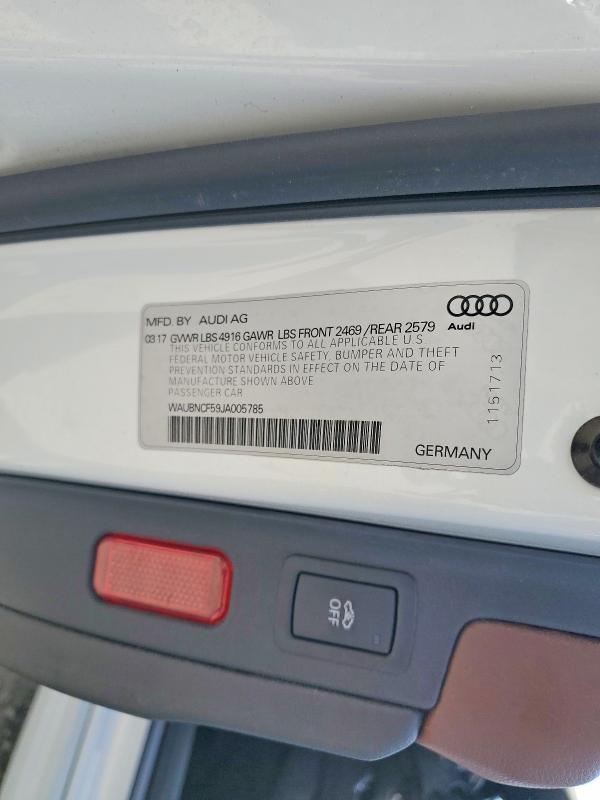 47814546 :رقم المزاد ، WAUBNCF59JA005785 vin ، 2018 Audi A5 مزاد بيع