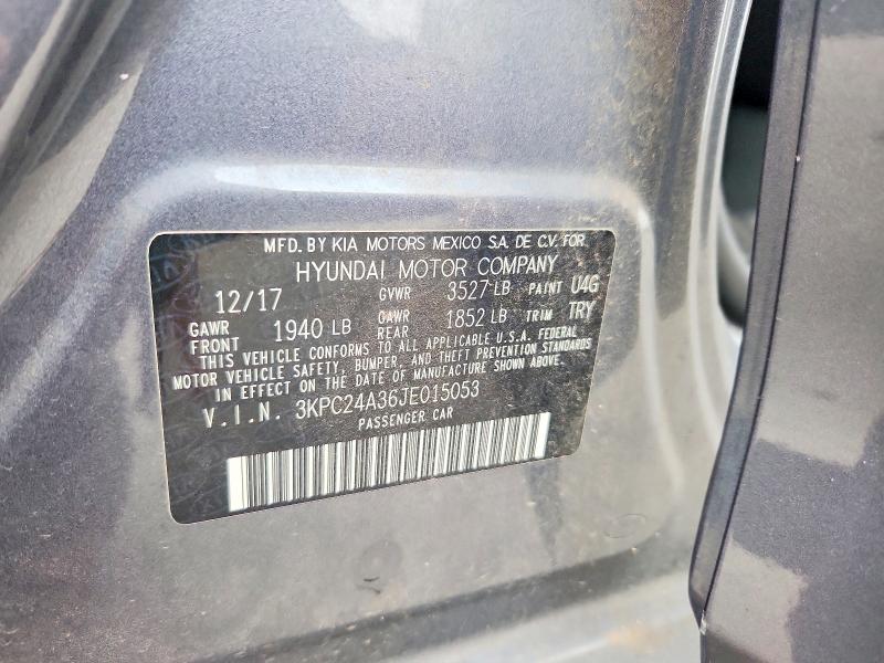 Продажа на аукционе авто 2018 Hyundai Accent, vin: 3KPC24A36JE015053, номер лота: 41662146