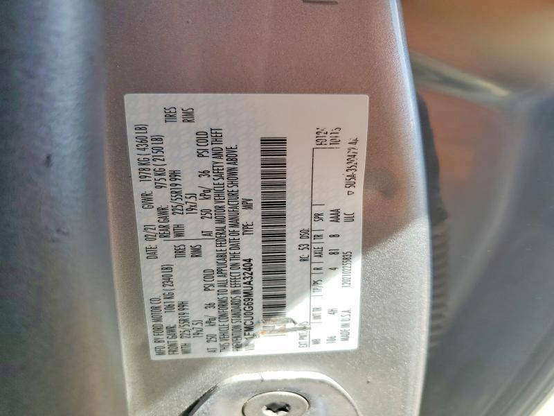 2021 Ford Escape მანქანა იყიდება აუქციონზე, vin: 1FMCU0G69MUA32404, აუქციონის ნომერი: 48362636