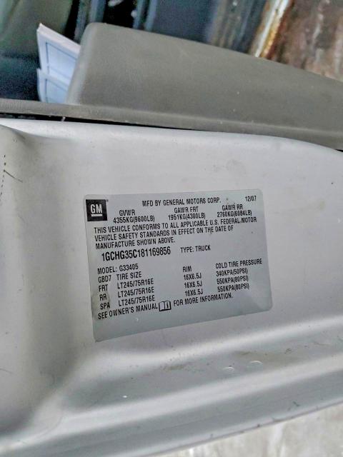 Продаж на аукціоні авто 2008 Chev Express G3500, vin: 1GCHG35C181169856, номер лоту: 94873235