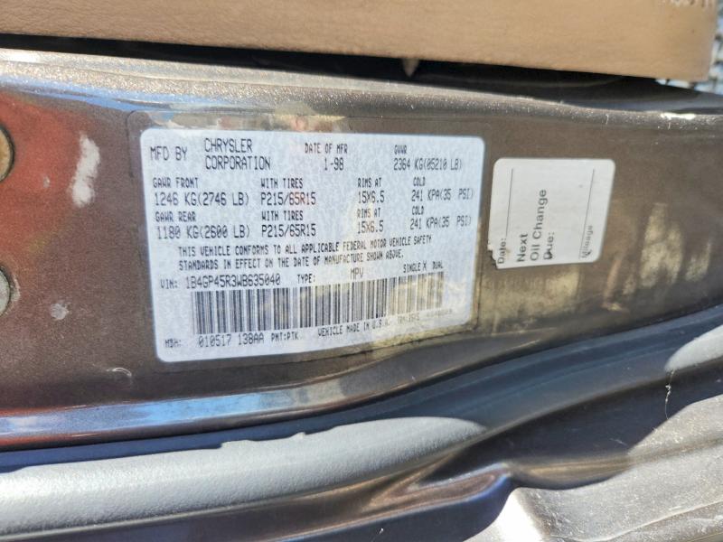 Aukcja sprzedaży 1998 Dodge Caravan, vin: 1B4GP45R3WB635040, numer aukcji: 79116475