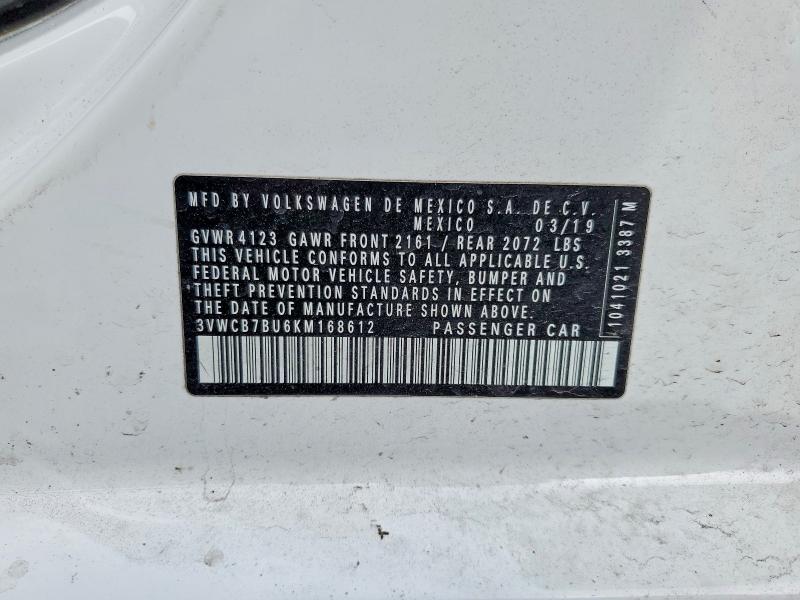 Продаж на аукціоні авто 2019 Volkswagen Jetta, vin: 3VWCB7BU6KM168612, номер лоту: 46582516