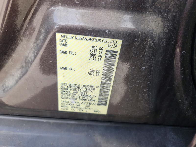Продаж на аукціоні авто 2015 Nissan Altima, vin: 1N4AL3AP4FC227892, номер лоту: 46883836
