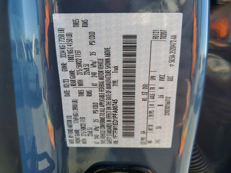 Продажа на аукционе авто 2023 Ford F150, vin: 1FTFW1ED1PFA90745, номер лота: 47091836