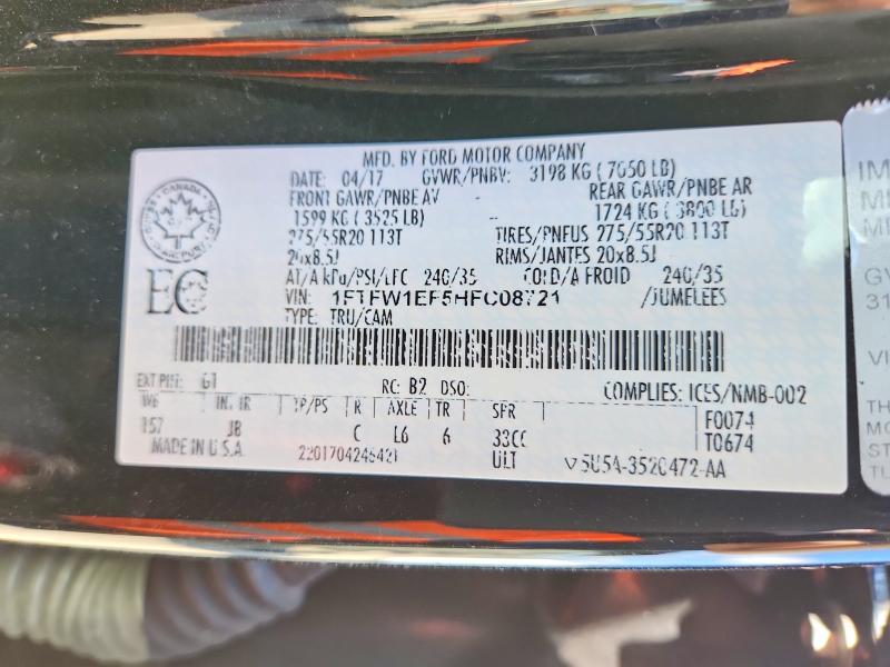 Продаж на аукціоні авто 2017 Ford F150, vin: 1FTFW1EF5HFC08721, номер лоту: 46696486