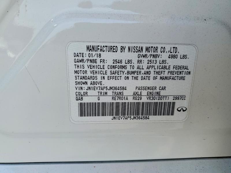 47138336 :رقم المزاد ، JN1EV7AP5JM364584 vin ، 2018 Infiniti Q50 مزاد بيع