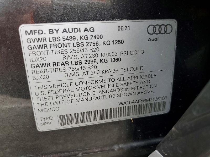 Продаж на аукціоні авто 2021 Audi Q5, vin: WA15AAFY6M2126180, номер лоту: 48276066