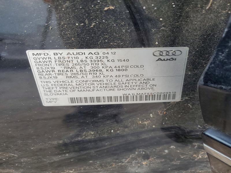 Продажа на аукционе авто 2012 Audi Q7, vin: WA1LMAFE5CD009519, номер лота: 46705626