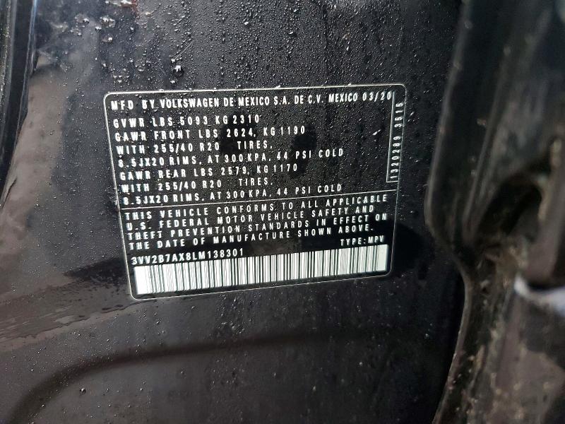 Aukcja sprzedaży 2020 Volkswagen Tiguan, vin: 3VV2B7AX8LM138301, numer aukcji: 45835726