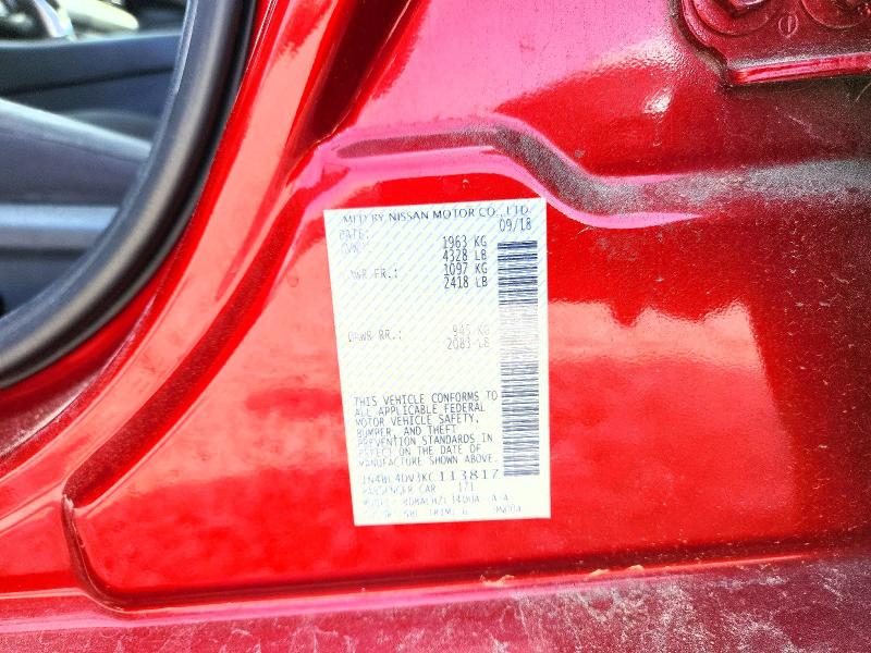 46874196 :رقم المزاد ، 1N4BL4DV3KC113817 vin ، 2019 Nissan Altima مزاد بيع