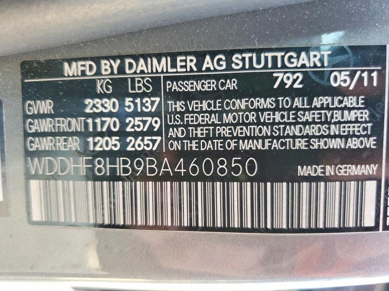 2011 Mercedes-benz E მანქანა იყიდება აუქციონზე, vin: WDDHF8HB9BA460850, აუქციონის ნომერი: 46448336