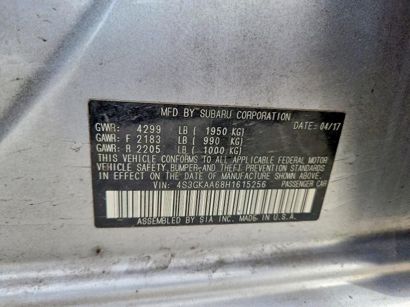 2017 Subaru Impreza მანქანა იყიდება აუქციონზე, vin: 4S3GKAA68H1615256, აუქციონის ნომერი: 47999296
