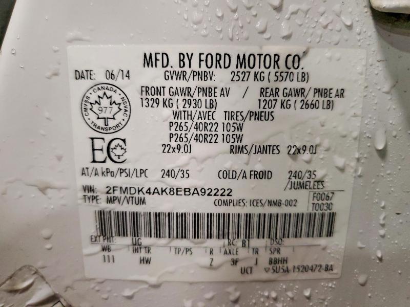 Aukcja sprzedaży 2014 Ford Edge, vin: 2FMDK4AK8EBA92222, numer aukcji: 45617786