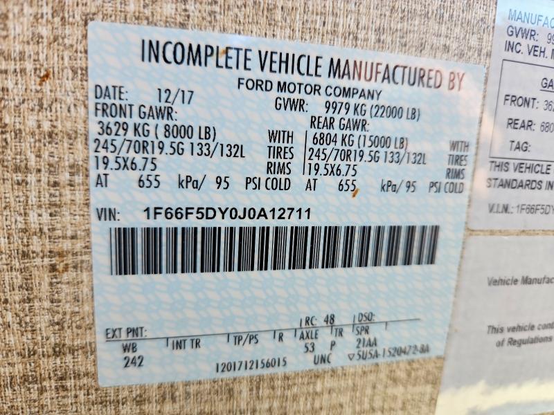 Auction sale of the 2018 Ford F53, vin: 1F66F5DY0J0A12711, lot number: 61953206