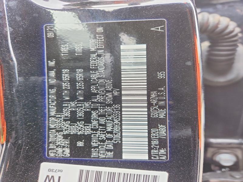 2021 Toyota Highlander მანქანა იყიდება აუქციონზე, vin: 5TDGZRBH3MS559136, აუქციონის ნომერი: 47512676