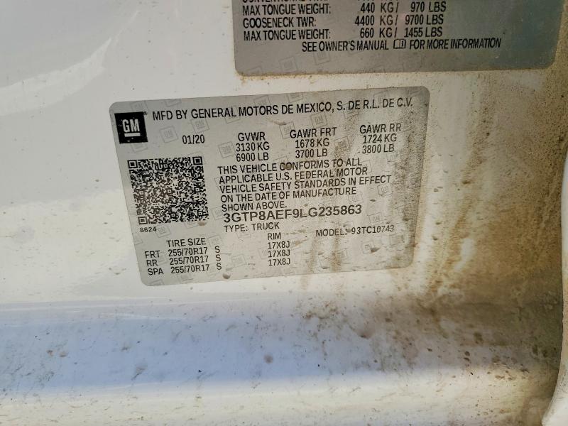 Aukcja sprzedaży 2020 Gmc Sierra, vin: 3GTP8AEF9LG235863, numer aukcji: 45976606