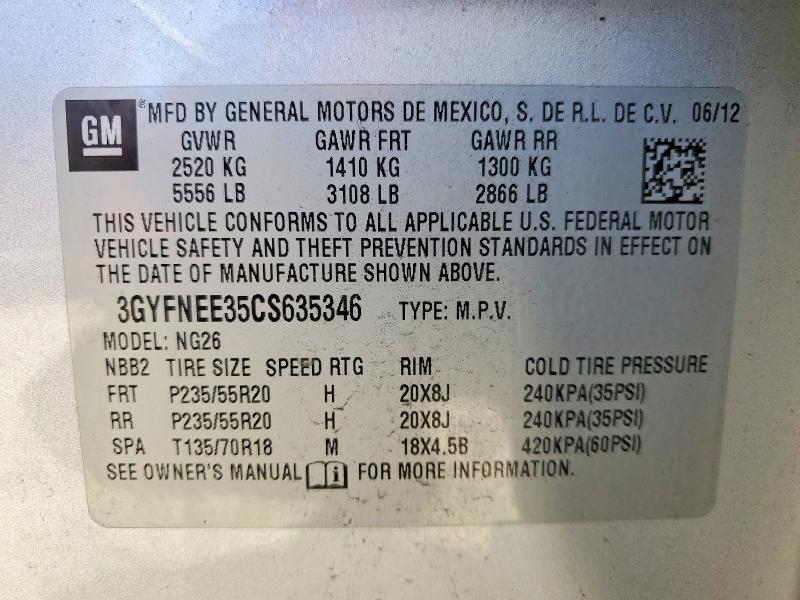 Aukcja sprzedaży 2012 Cadillac Srx, vin: 3GYFNEE35CS635346, numer aukcji: 41809526