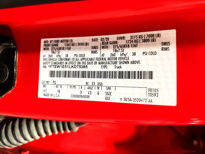 2020 Ford F150 მანქანა იყიდება აუქციონზე, vin: 1FTEW1E51LKD75385, აუქციონის ნომერი: 47258476