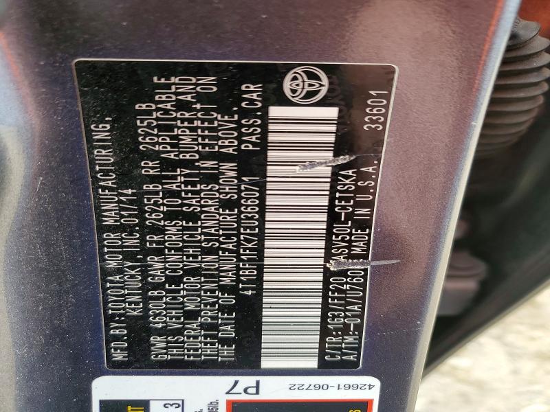 Продаж на аукціоні авто 2014 Toyota Camry, vin: 4T1BF1FK7EU366071, номер лоту: 46666166