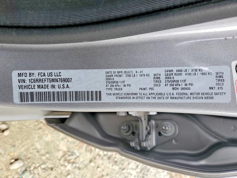Продаж на аукціоні авто 2021 Ram 1500, vin: 1C6RREFT5MN769007, номер лоту: 47197706