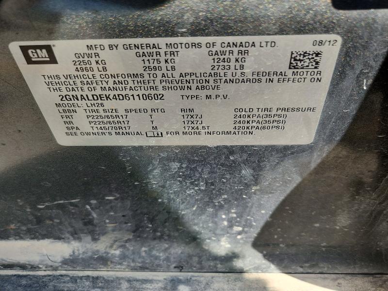 Продаж на аукціоні авто 2013 Chevrolet Equinox, vin: 2GNALDEK4D6110602, номер лоту: 47390536