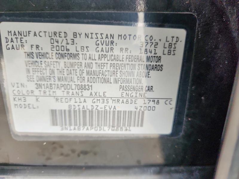 Aukcja sprzedaży 2013 Nissan Sentra, vin: 3N1AB7AP0DL708831, numer aukcji: 46638776