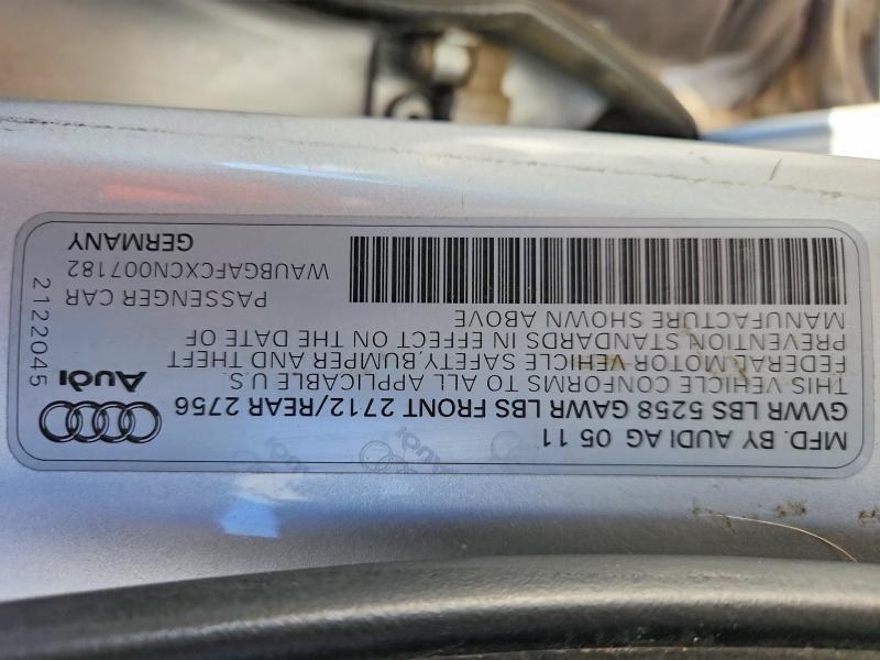 47615096 :رقم المزاد ، WAUBGAFCXCN007182 vin ، 2012 Audi A6 مزاد بيع