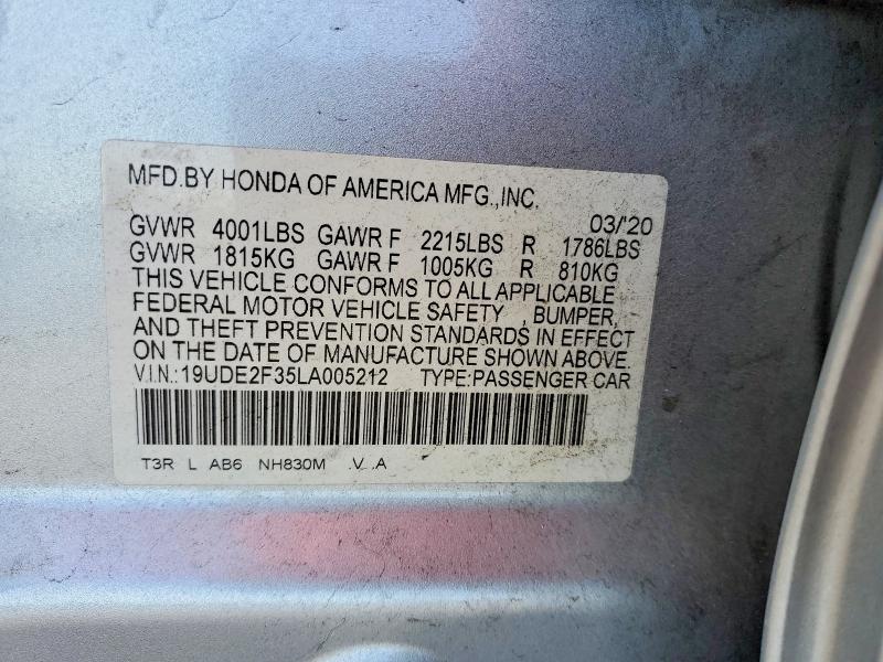 2020 Acura Ilx მანქანა იყიდება აუქციონზე, vin: 19UDE2F35LA005212, აუქციონის ნომერი: 46045396