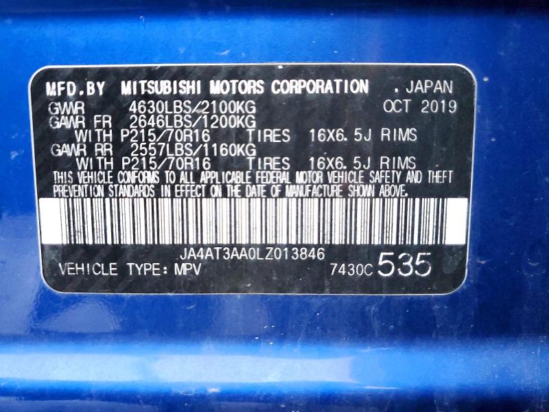 45541626 :رقم المزاد ، JA4AT3AA0LZ013846 vin ، 2020 Mitsubishi Eclipse Cross مزاد بيع
