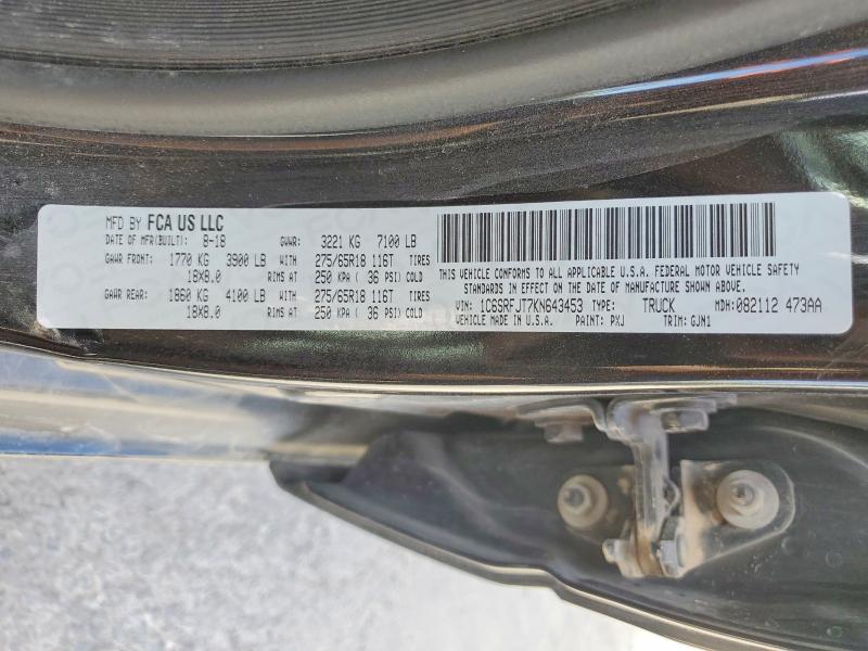 45884846 :رقم المزاد ، 1C6SRFJT7KN643453 vin ، 2019 Ram 1500 مزاد بيع
