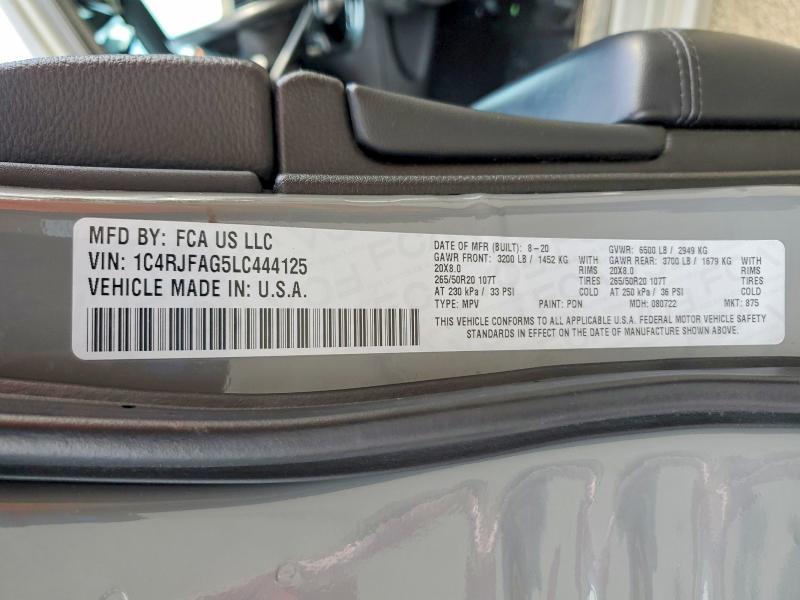 Продажа на аукционе авто 2020 Jeep Grand Cherokee, vin: 1C4RJFAG5LC444125, номер лота: 45790666