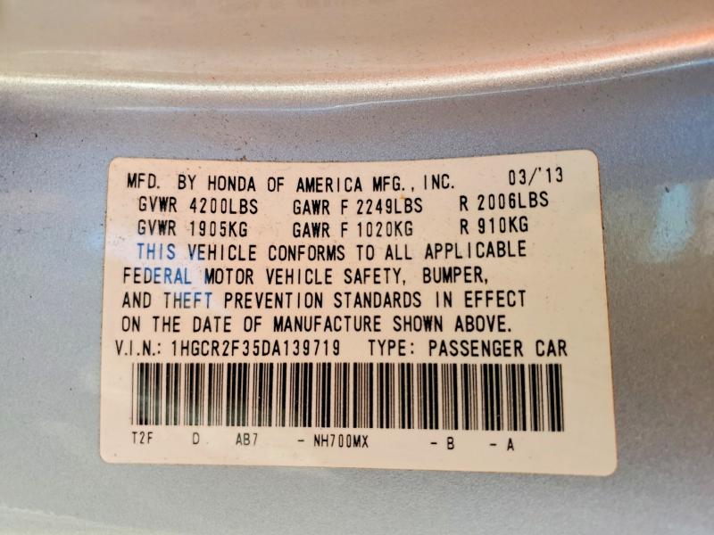 2013 Honda Accord მანქანა იყიდება აუქციონზე, vin: 1HGCR2F35DA139719, აუქციონის ნომერი: 46316356