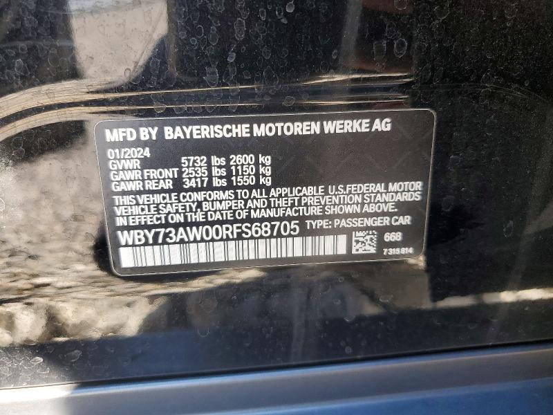 Продажа на аукционе авто 2024 Bmw I4, vin: WBY73AW00RFS68705, номер лота: 41787946