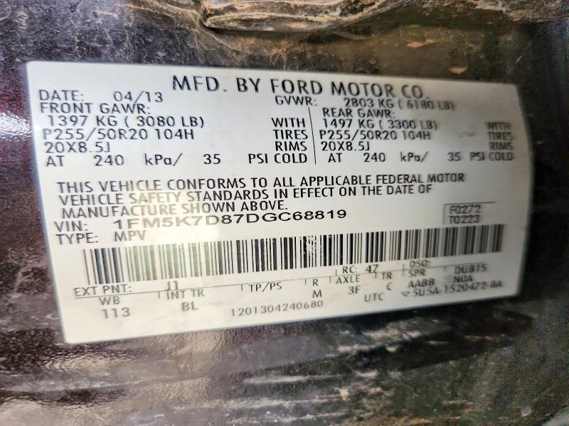 Aukcja sprzedaży 2013 Ford Explorer, vin: 1FM5K7D87DGC68819, numer aukcji: 47363296